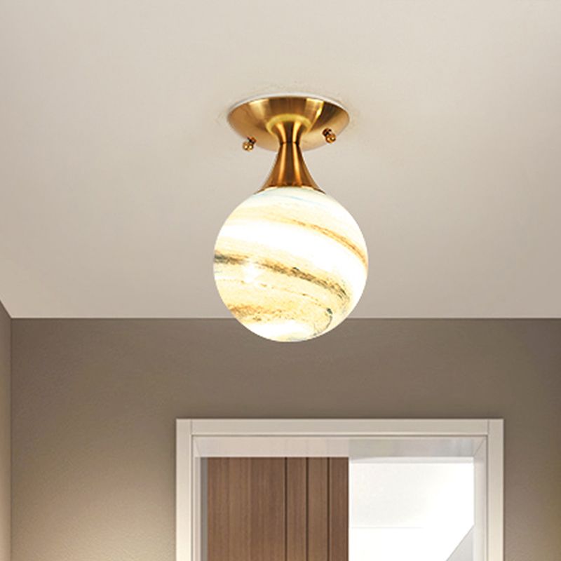 Illuminazione a semimontaggio in vetro bianco-giallo/grigio-blu/grigio fumo con paralume a sfera Nordic 1 lampadina da incasso a soffitto per foyer