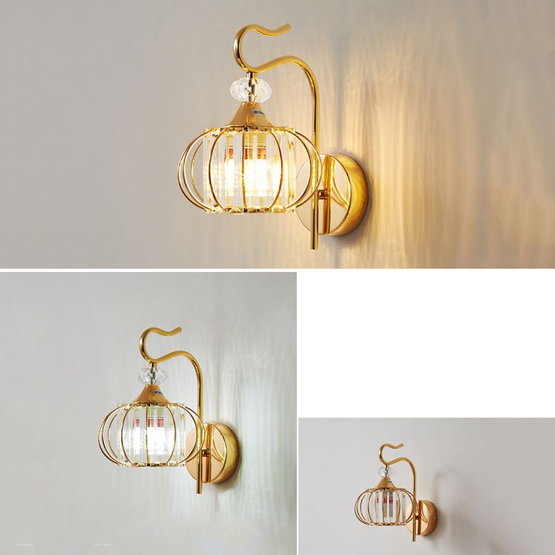 Crystal Lantern Wall Mounted Lamp Simplicity 1-Light Crystal Sconce Lighting for Living Room