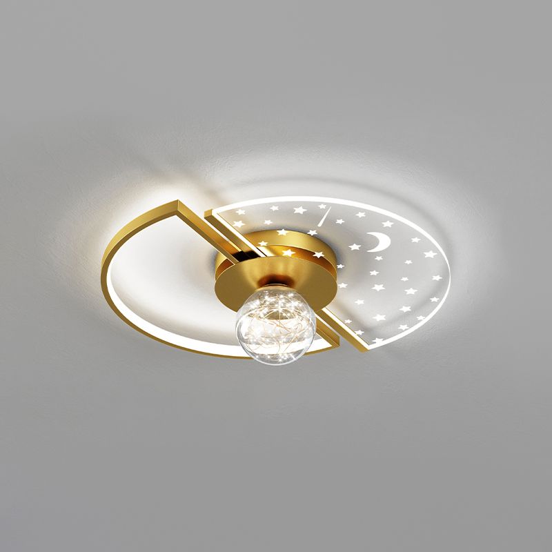 Metal Round Shape Flush Ceiling Light Modern Style 3 Lights Flush Ceiling Light Fixtures