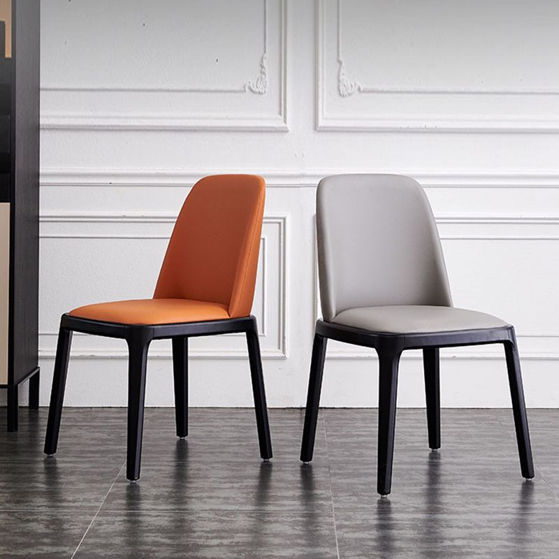 Moderne stijl houten zijdestoelen vaste lederen achterstoel voor keuken