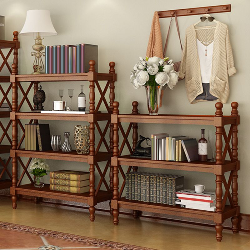 Home Office Solid Wood Bookcase Modern Etagere Bookshelf with Rectangle Shelves