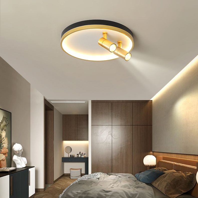 Circulaire d'or contemporaine Flush Ceiling Spotlight Iron LED Track Light Fixture for Living Room