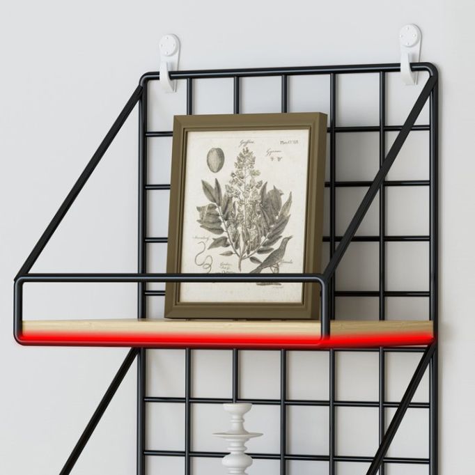 Home Floating Bookcase Modern Metal Bookshelf With Rectangular Shelves