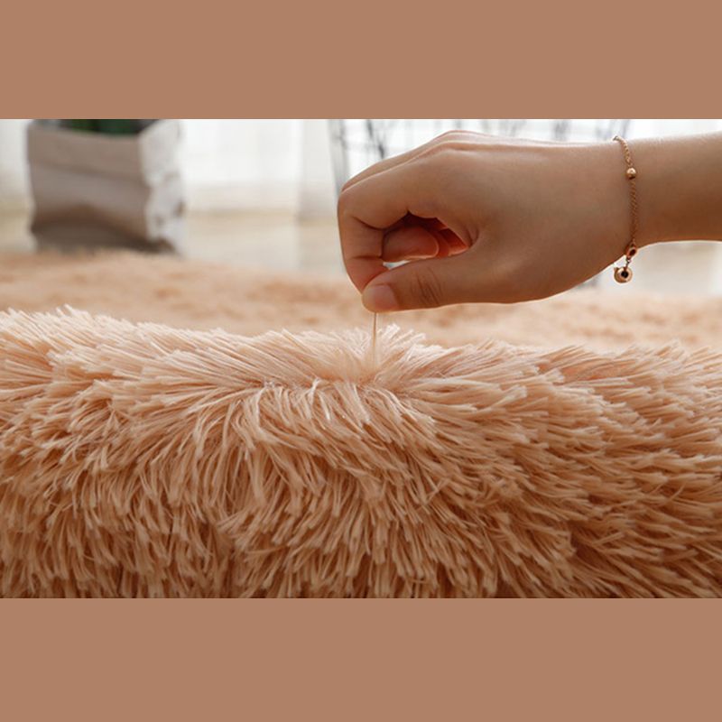 Round Dark Color Solid Rug Polyester eigentijdse anti-slip achterste binnenvleed tapijt voor woonkamer