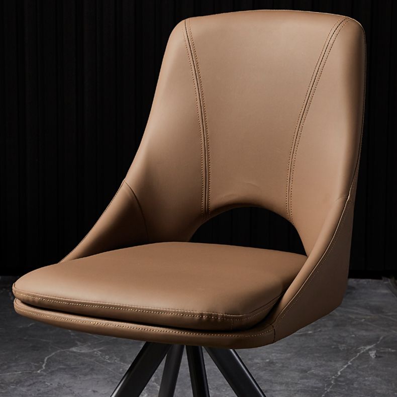 Eigentijds ontwerp open rug dineren stoelen lederen eetkamerstoelen