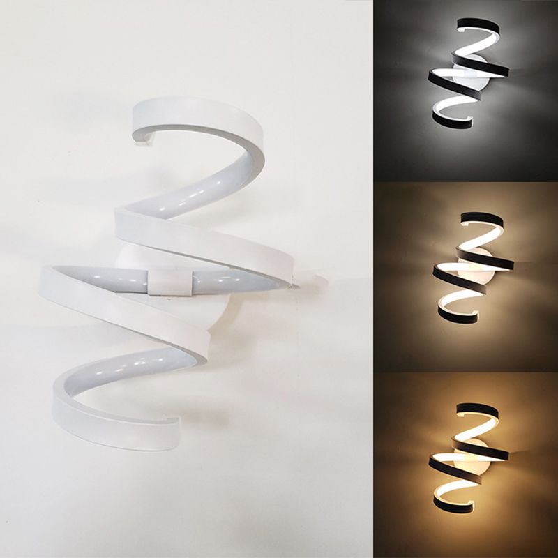 Curve Wall Lamp Minimalist Metal LED White Sconce Light Fixture for Bedroom