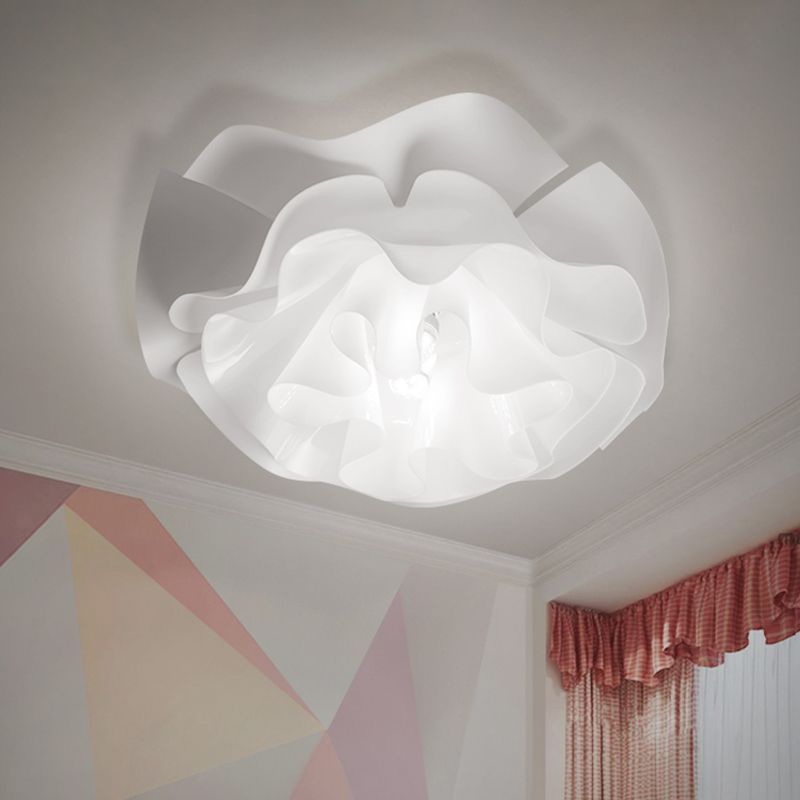 Modern Stylish Frill Layer Flush Mount Acrylic Bedroom LED Ceiling Lighting Fixture in White