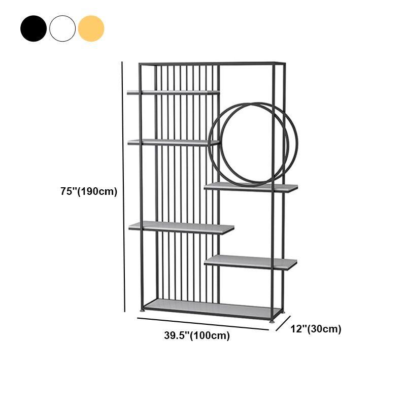 Glam Style Open Bookshelf Metal 6-shelf Bookcase for Home Office