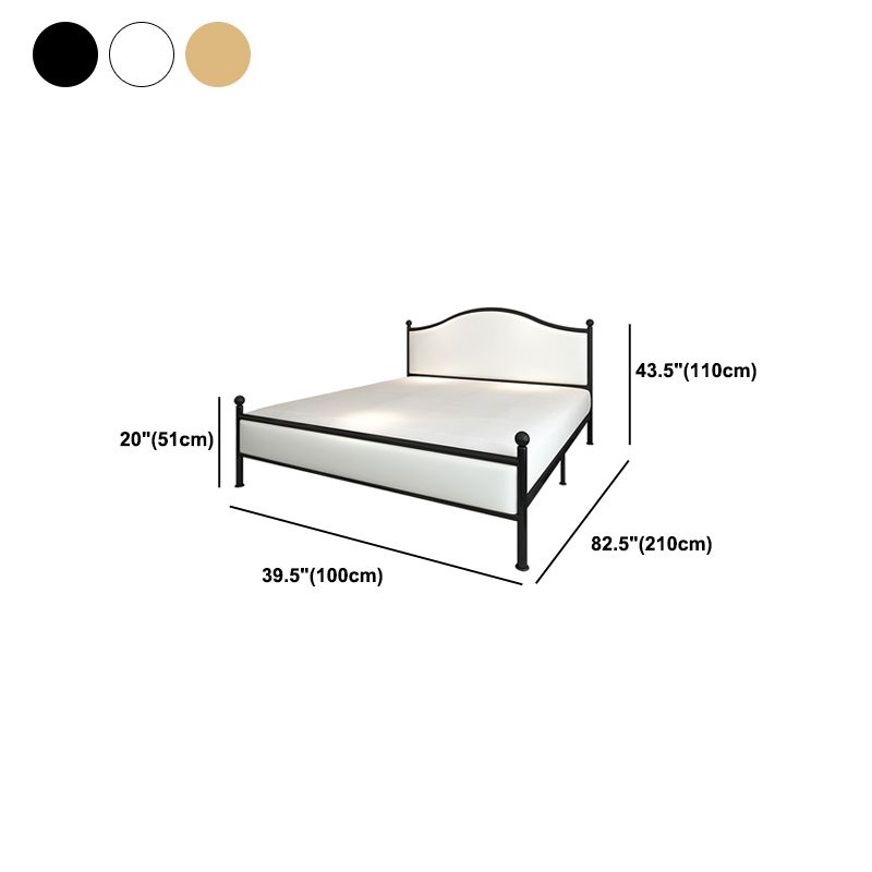 Contemporary Style Metal Standard Bed, Panel Arched Headboard Bed