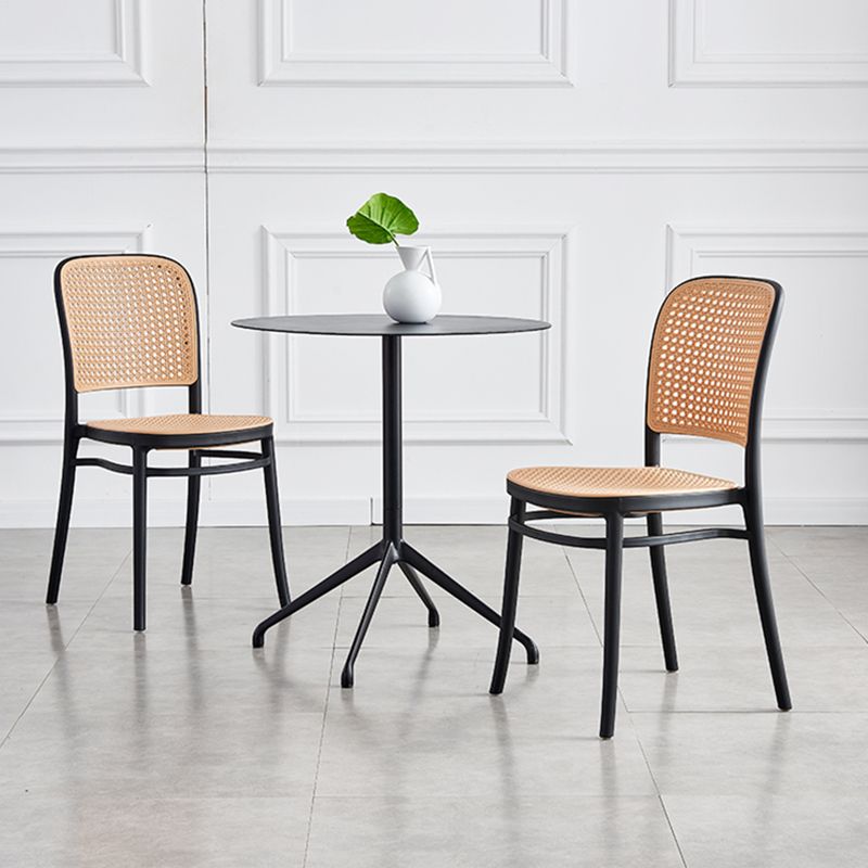 Nordischer Terrassen-Esszimmerstuhl aus Korbgeflecht/Rattan, 86,4 cm hoch, offene Rückenlehne, Beistellstuhl für Restaurants