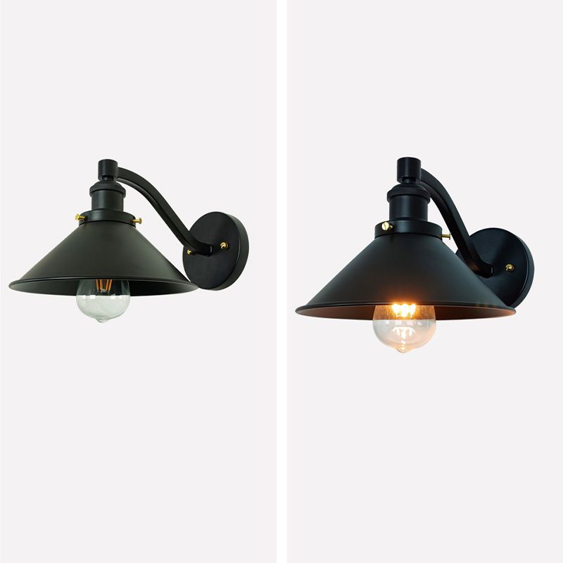 Industrial Wall Sconce Cone Shape Wall Light with Metal Shade for Living Room