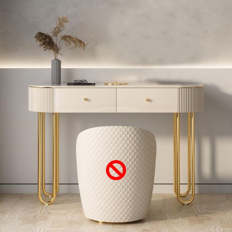 Glam Wood Vanity Dressing Table 2-Drawer Slate Top Make-up Vanity