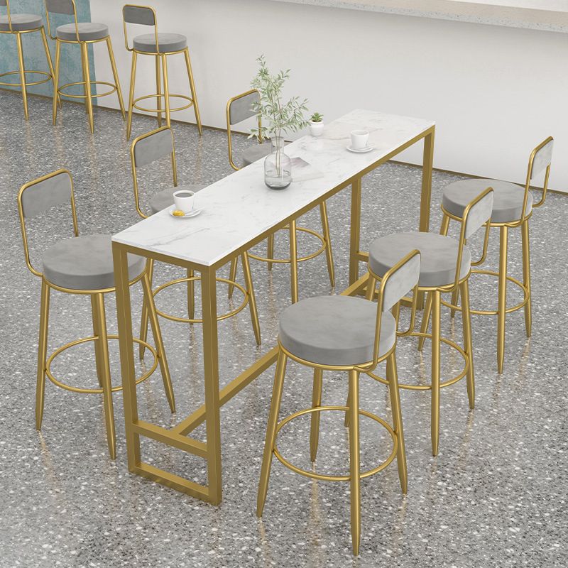 Rectangular Bar-height Table Metal Base Bistro Pub Table for Patio Use