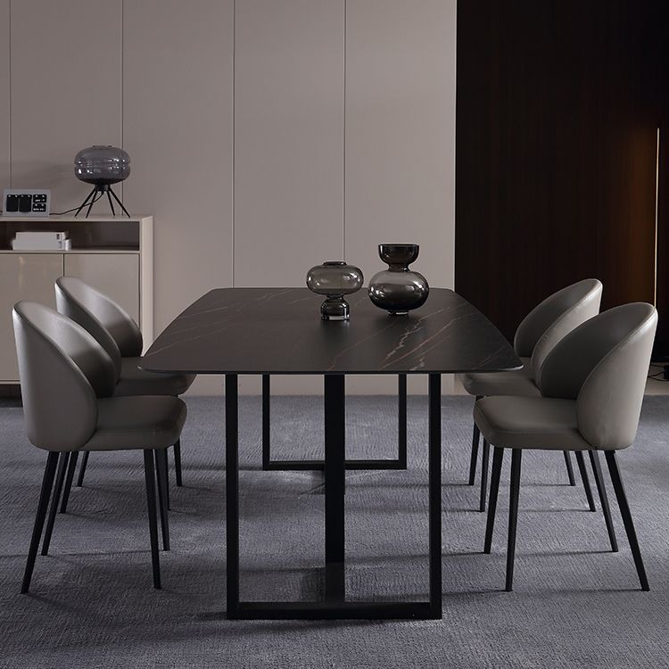 Black Double Pedestal Dinette Set 1/4/5 Pieces Indoor Designer Dining Table Set