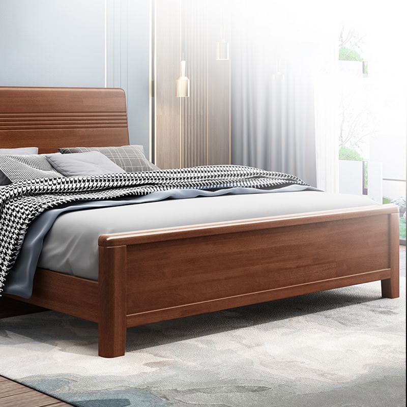Walnut Bed, Deep Brone, Queen,42.91inch High Bed Frame with Bedside