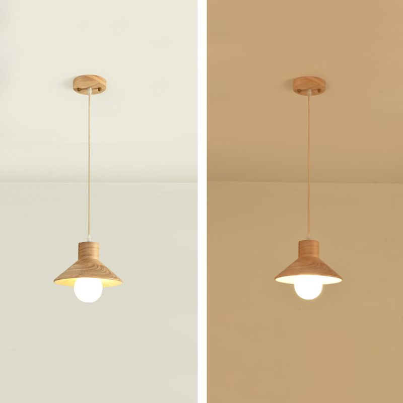 Small Dining Room Pendant Lighting Wooden 1 Head Simplicity Hanging Ceiling Light
