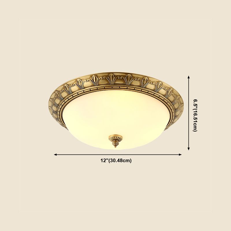 Traditional Flush Mount Light White Glass Shade Ceiling Lamp for Coffee Shop