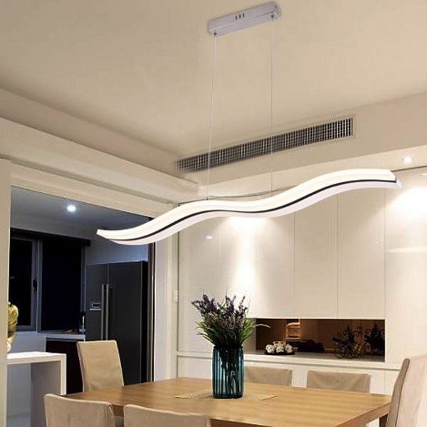 Modern Linear Island Lighting Acrylic 1-Light Island Light Fixture in White