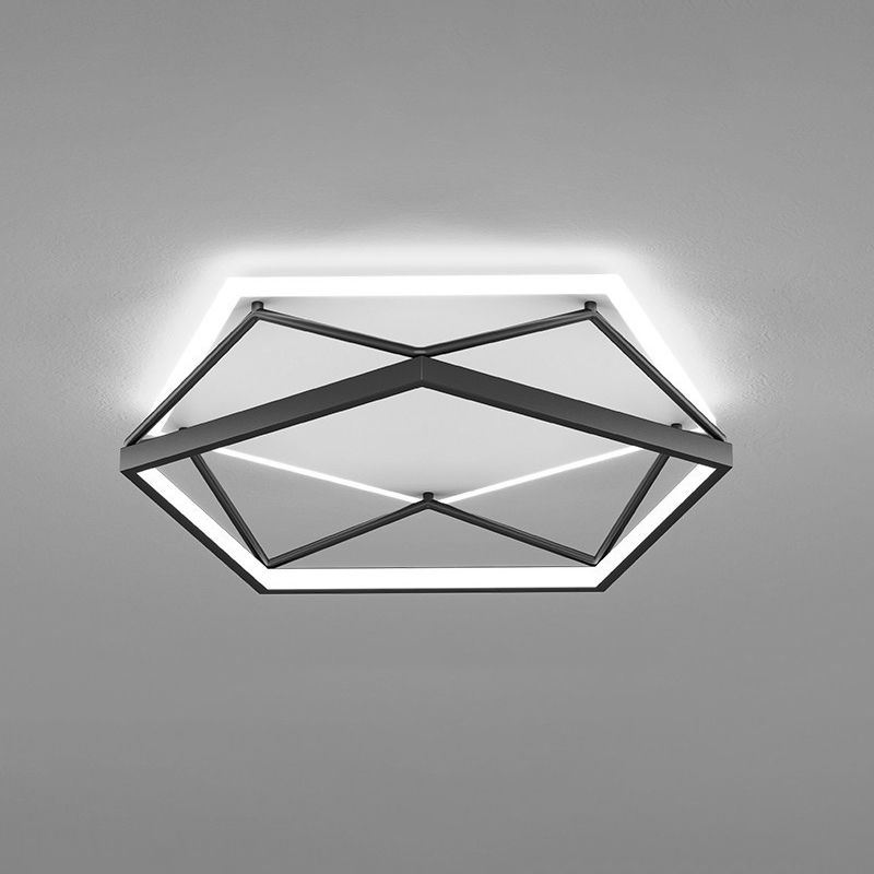 Plafonnier LED en acrylique noir et blanc, plafonnier géométrique en fer de Style concis moderne