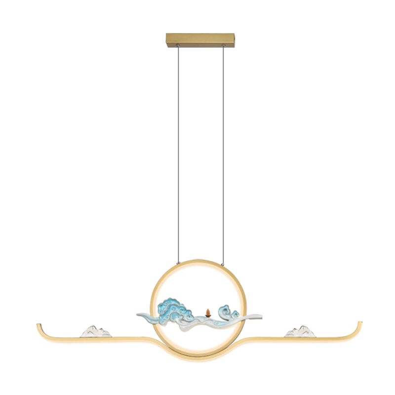 Luz de colgante lineal accesorios de té contemporáneos metal de metal de la isla de 2 luces