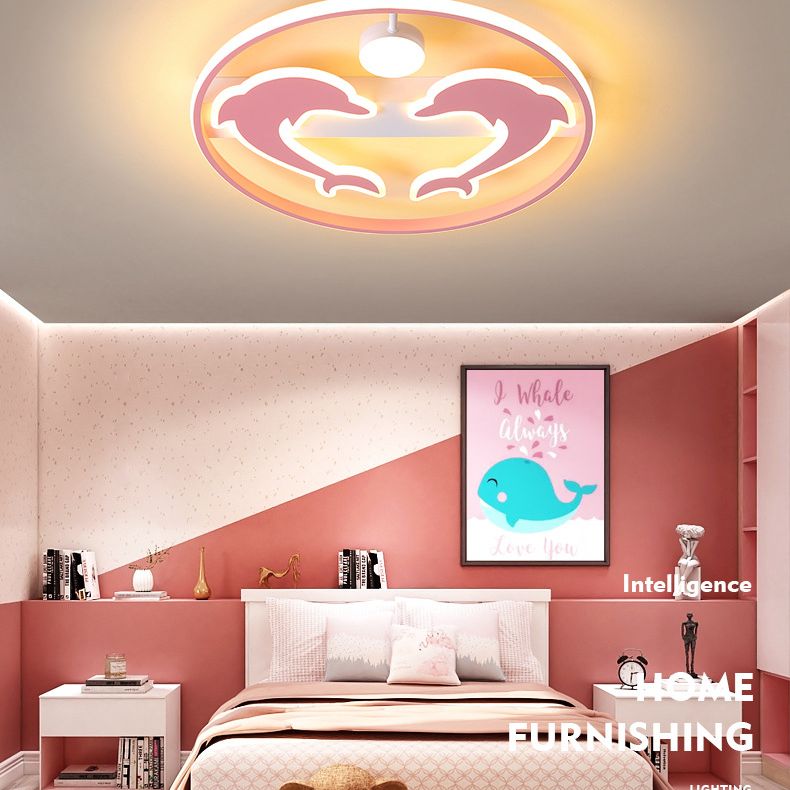 Dauphin et boule enfants chambre encastré éclairage acrylique dessin animé LED plafonnier