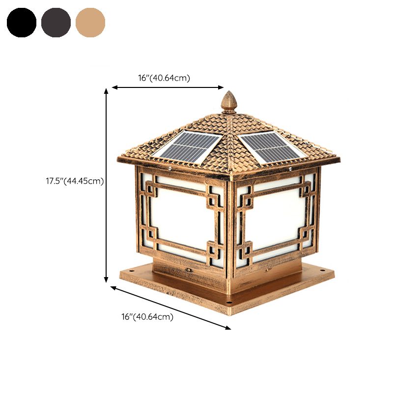 Contemporary Pillar Lighting Fixture Creative LED Solar Lamp for Backyard