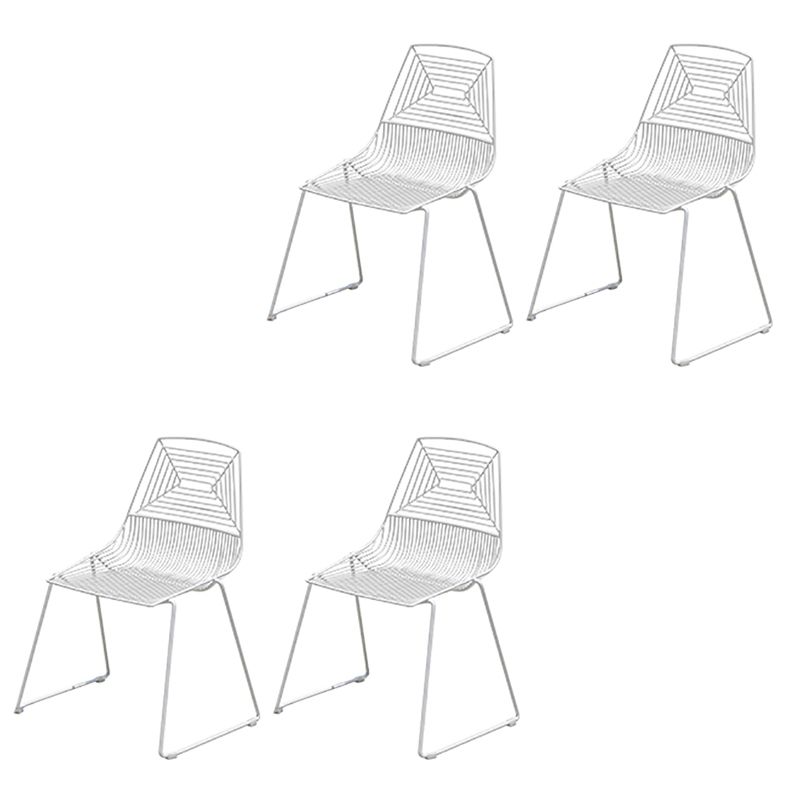 Contemporary Metal Dining Side Chair Open Back Stacking Outdoor Chair