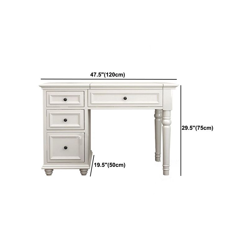 29.5"height Wood Flip-Top Makeup Vanity with Drawers and Mirror, White