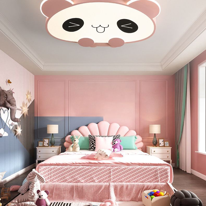 LED Bedroom Ceiling Mount Light Fixture Kids Style Flush Mounted Ceiling Light with Panda Acrylic Shade
