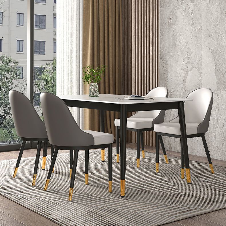 Table à manger de luxe traditionnelle Table à manger en pierre fritrée avec 4 jambes pour salle à manger