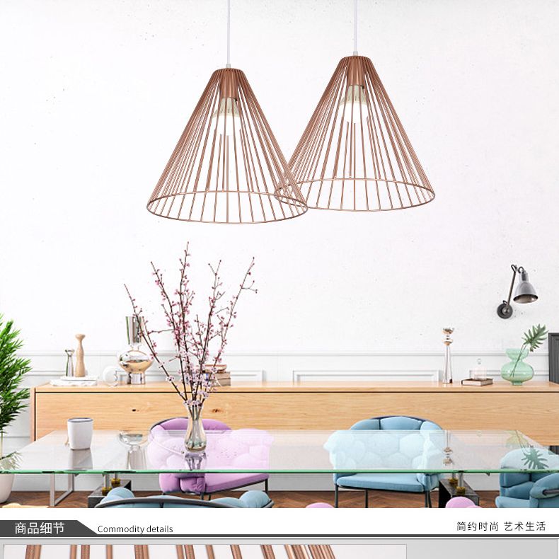 Tapered Restaurant Pendulum Light Metal 1 Light Contemporary Drop Pendant in Rose Gold