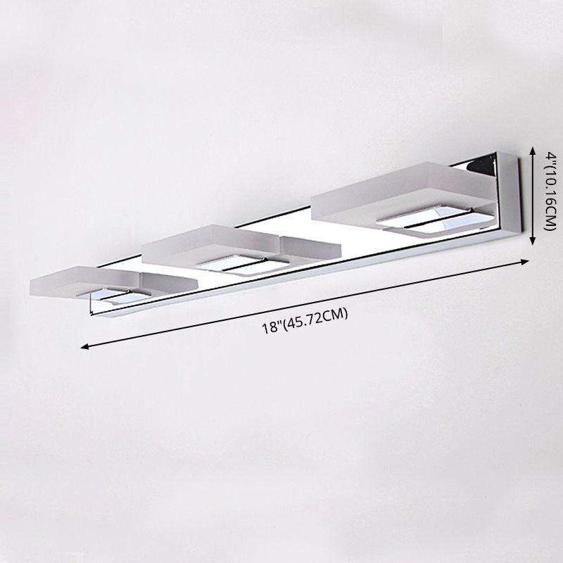 Stainless Steel Vanity Light Fixture LED Square Bathroom Vanity Lamp for Makeup