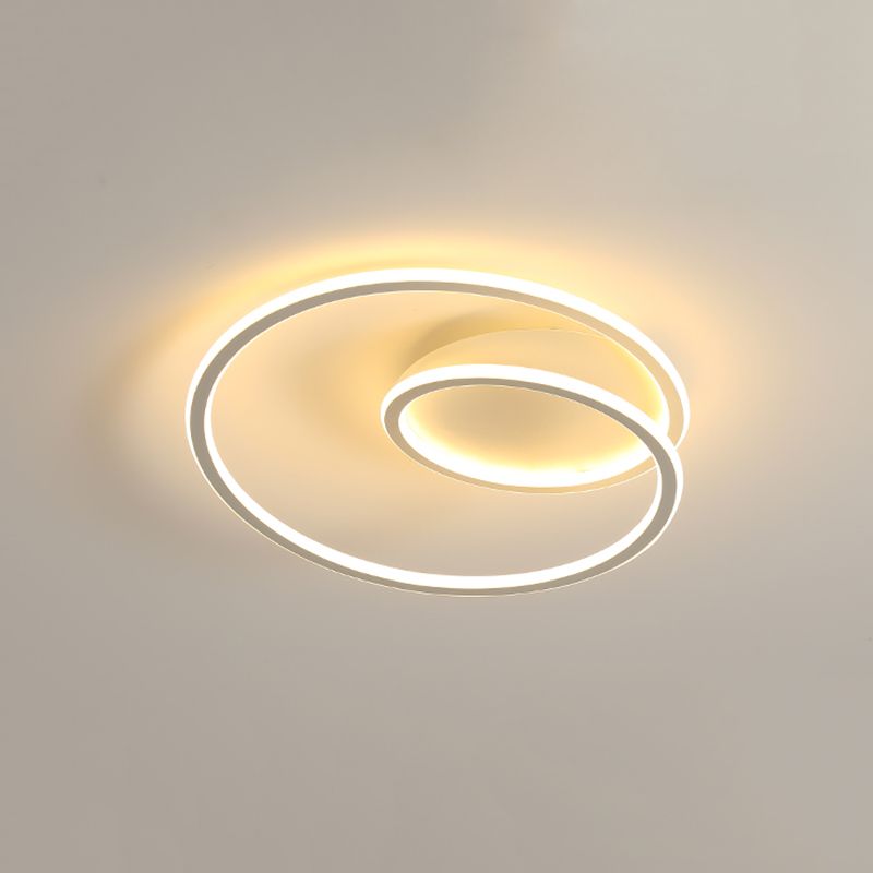 1-Light Ribbon Led Flush Mount Fixture Modern Style Metal Semi Mount Lighting