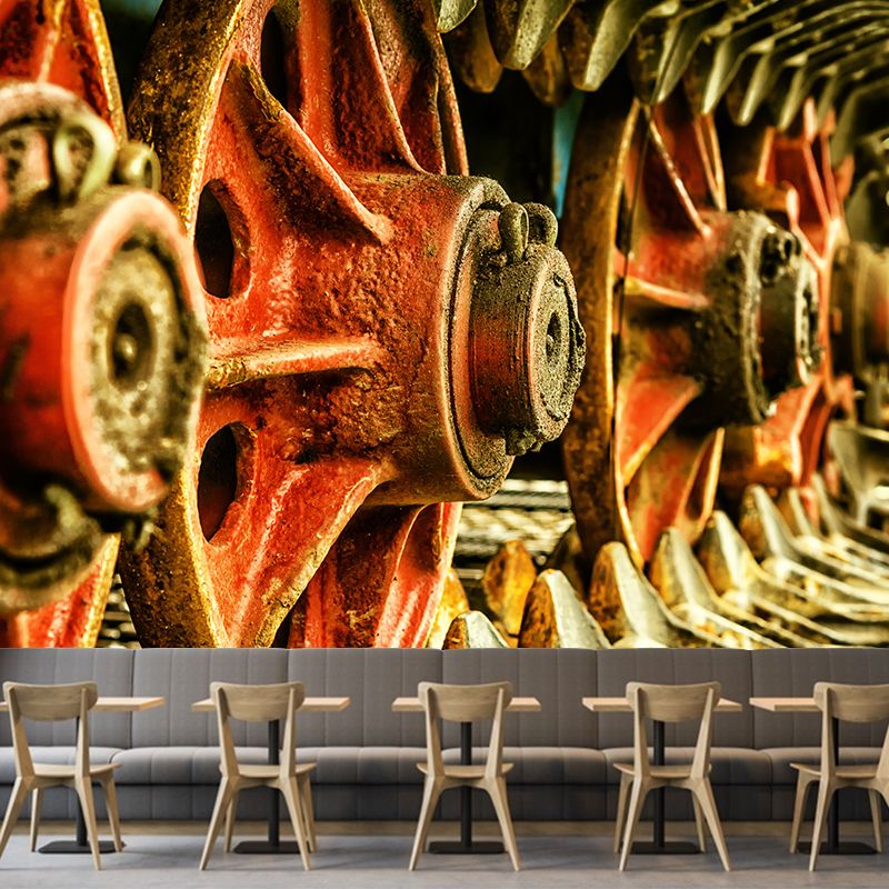 Retro Industrial Style Metal Gear Mural Wallpaper Waterproofing, Wall Covering for Bedroom