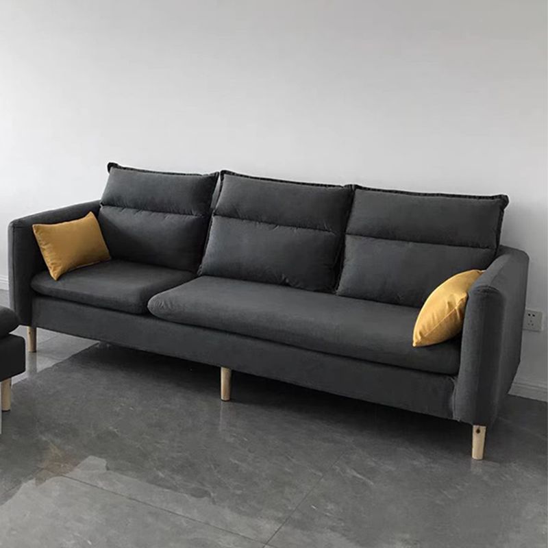 3/4 Seater 27.5"H Linen Solid Color Square Arm Sofa for Living Room