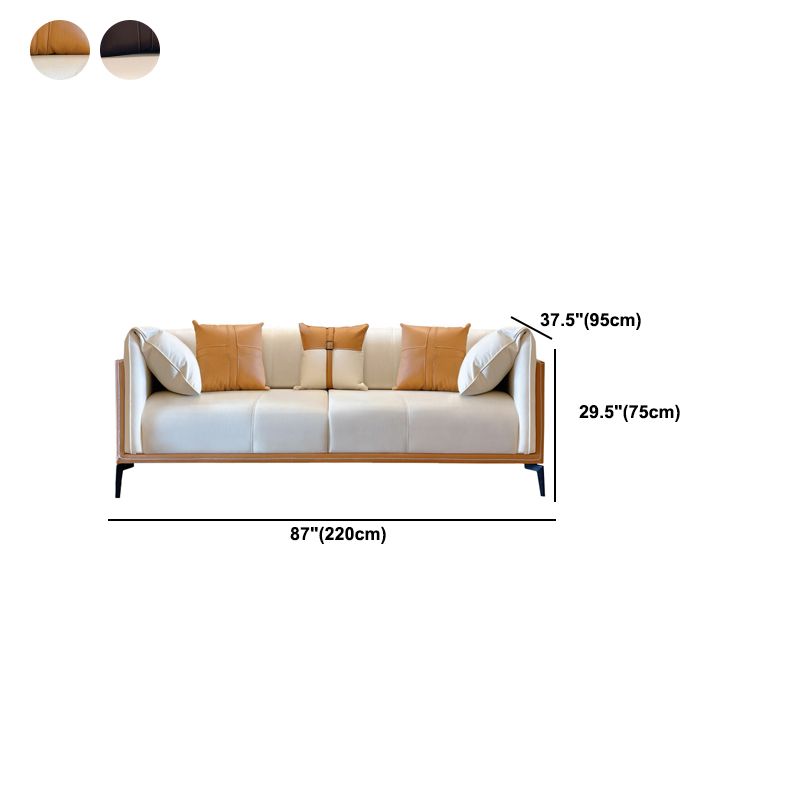 29.5" H Contemporary Faux Leather Pillow Top Arm Sofa for Living Room