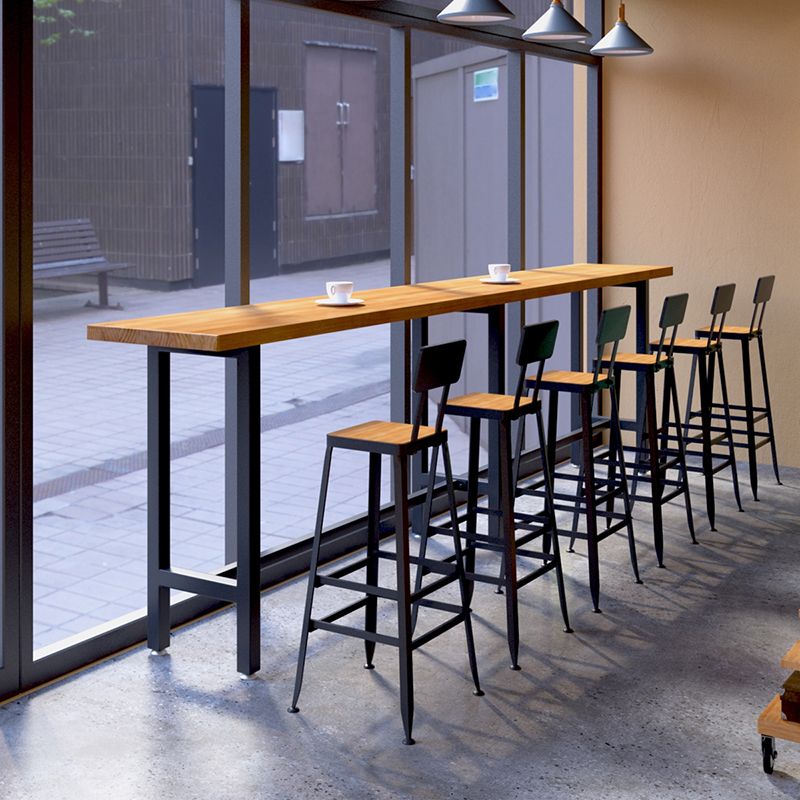 1/4/7 Pieces Industrial Iron Bar Table Set Rectangle Pine Wood Bistro Set with Footrest