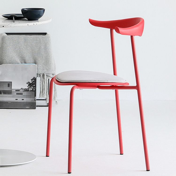 Open achterste armloze eetkamerstoelen industriële zijstoelen met metalen benen