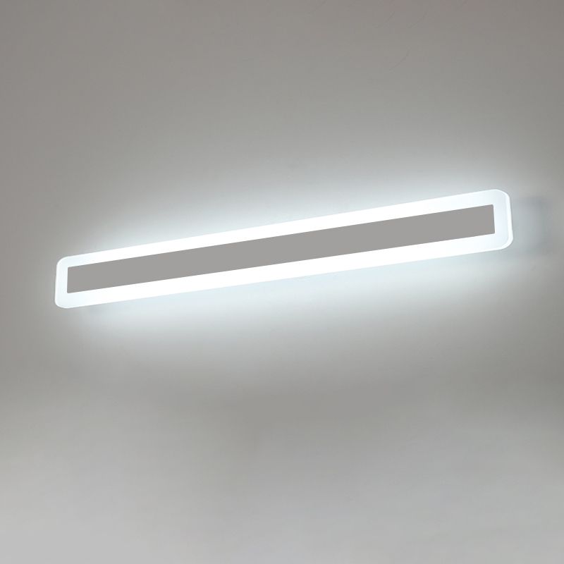 Metal Linear Shape Mirror Wall Light Modern 1-Light Mirror Wall Light Sconces in White