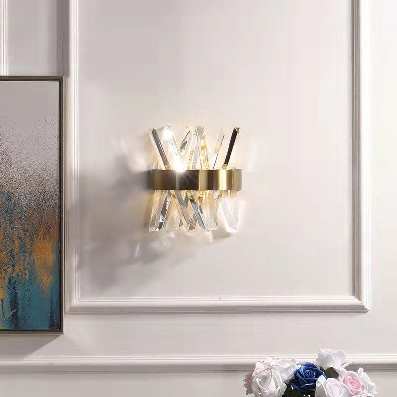 Geometric Shape Crystal Wall Light Modern Style 1 Light Wall Light Sconce in Gold