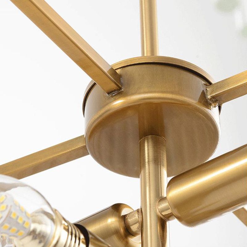 Brass Oval Island Lamp Postmodern 12 Lights Crystal Rod Hanging Ceiling Light for Dining Room