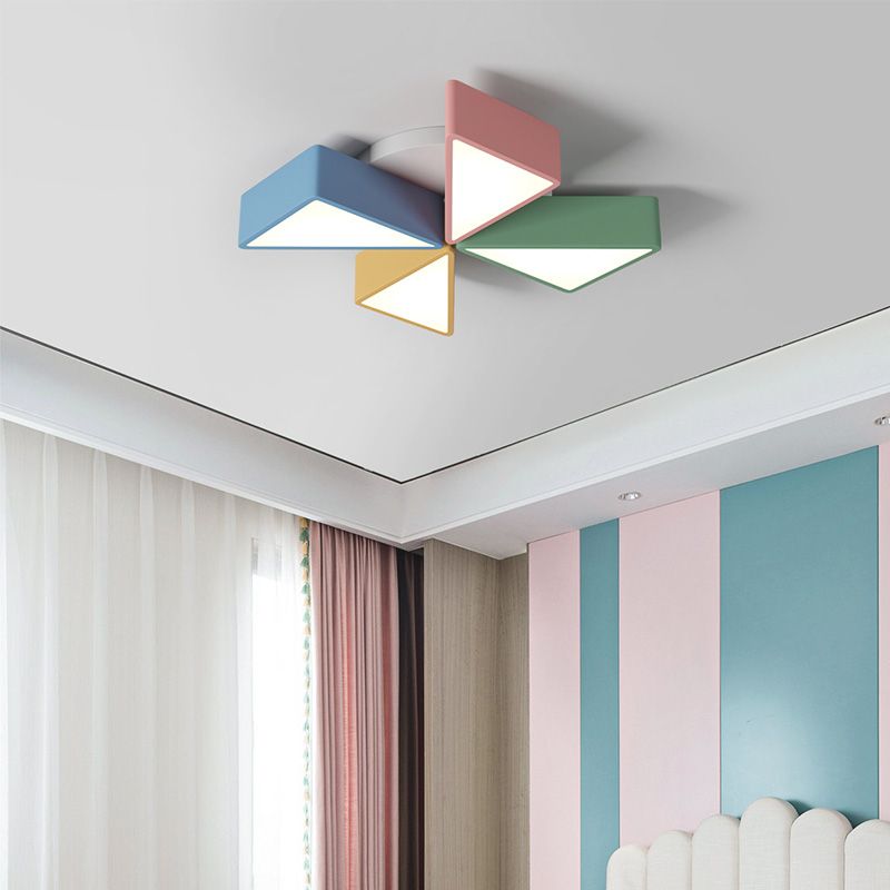 LED Bedroom Flush Mount Light Fixture Macaron Multi-Color Flush Ceiling Light with Windmill Acrylic Shade