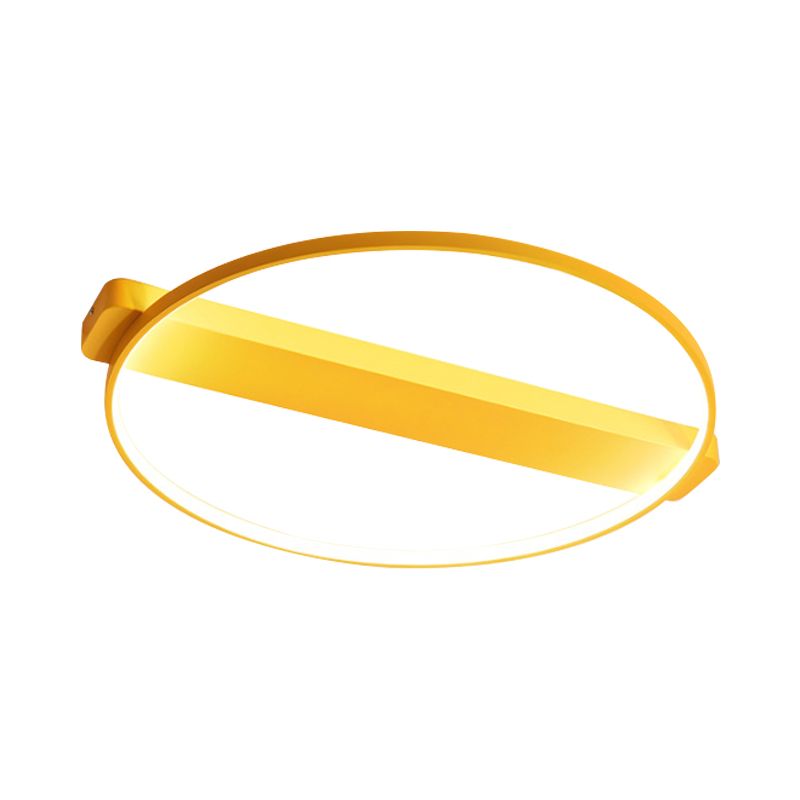 18 "/22" W Kinderkamer LED Flush Mount Macaron geel/roze/grijs dicht bij plafondlamp armatuur met ronde metalen frame