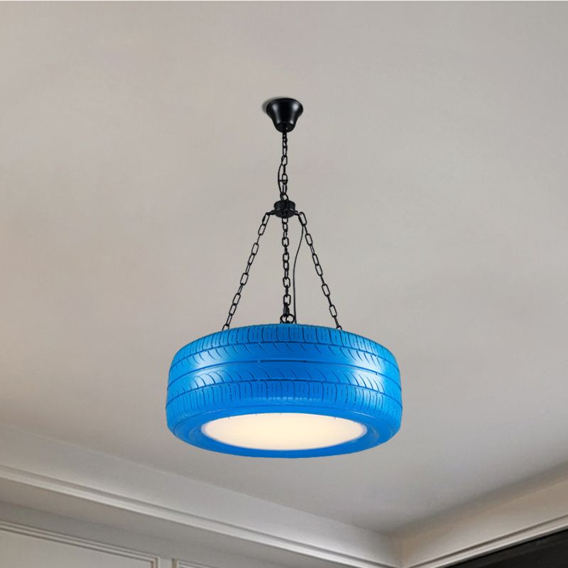 Creative Industrial Hanging Light Car Tire Rubber Chandelier with Hanging Chain for Bar