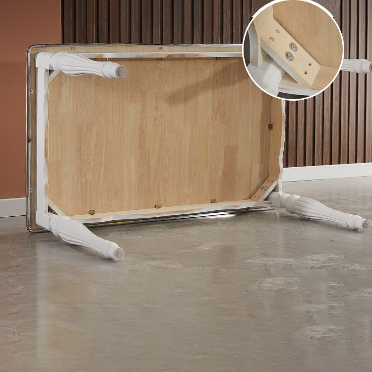 Traditional Solid Wood Top Dining Set with 4 White Solid Wood Legs for Dining Furniture