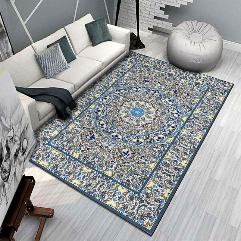 Bohemian Carpet Indoor Medallion Carpet Stain Resistant Carpet for Living Room