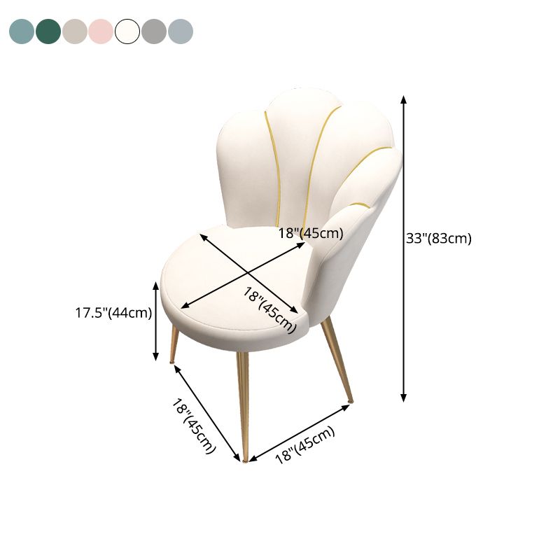 Silla de comedor sin brazos de terciopelo escandinavo Silla de comedor individual con respaldo sólido