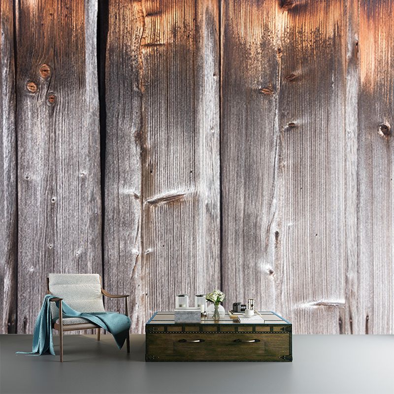 Wood Texture Wall Mural Industrial Style Mildew Resistant for Living Room