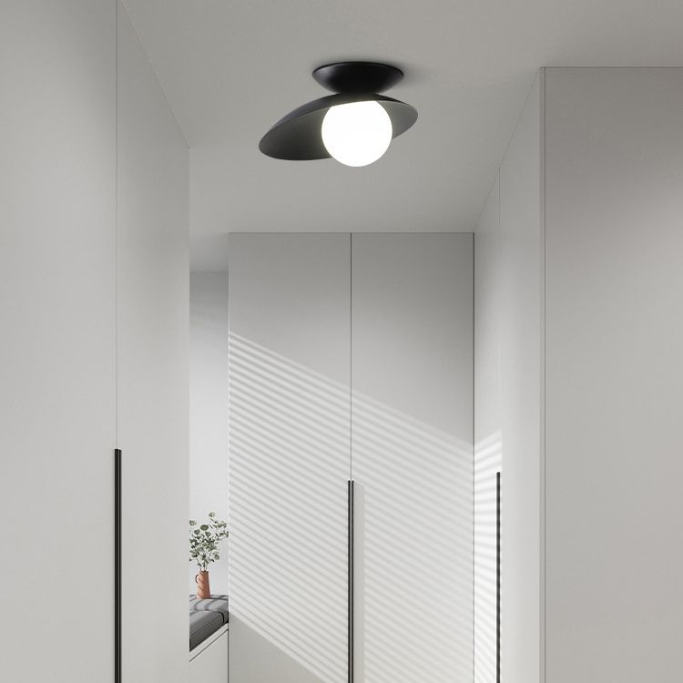 Single Black Flush Mount Lighting Unique Metal LED Ceiling Light