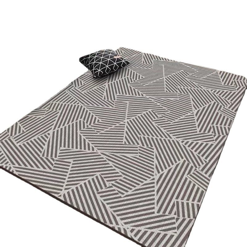 Beige Striped Carpet Polyester Simple Area Carpet Washable Carpet for Drawing Room